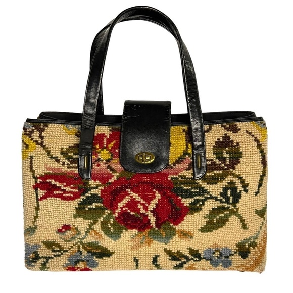 Vintage Jana Floral Needlepoint Satchel - Picture 1 of 9